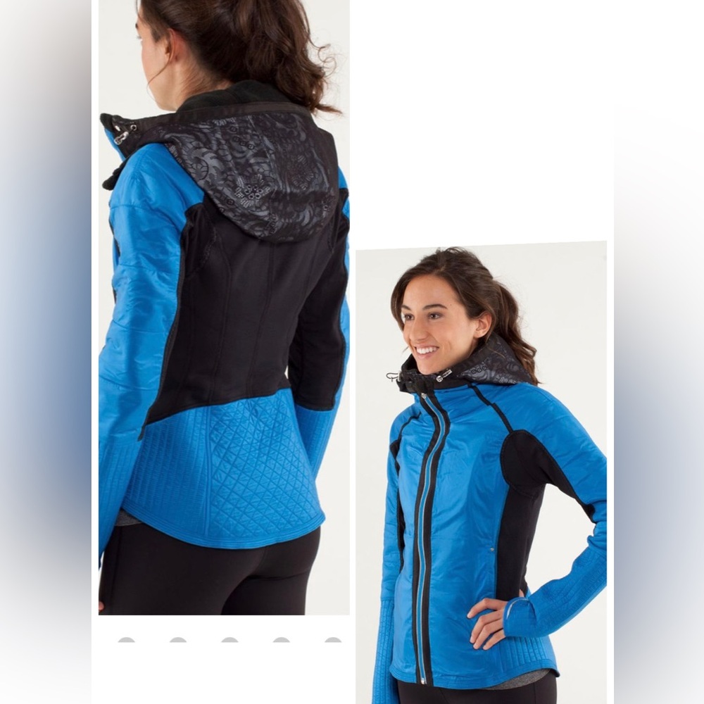 EUC Lululemon Run: Bundle Up Jacket (US 8) - Black / Beaming Blue